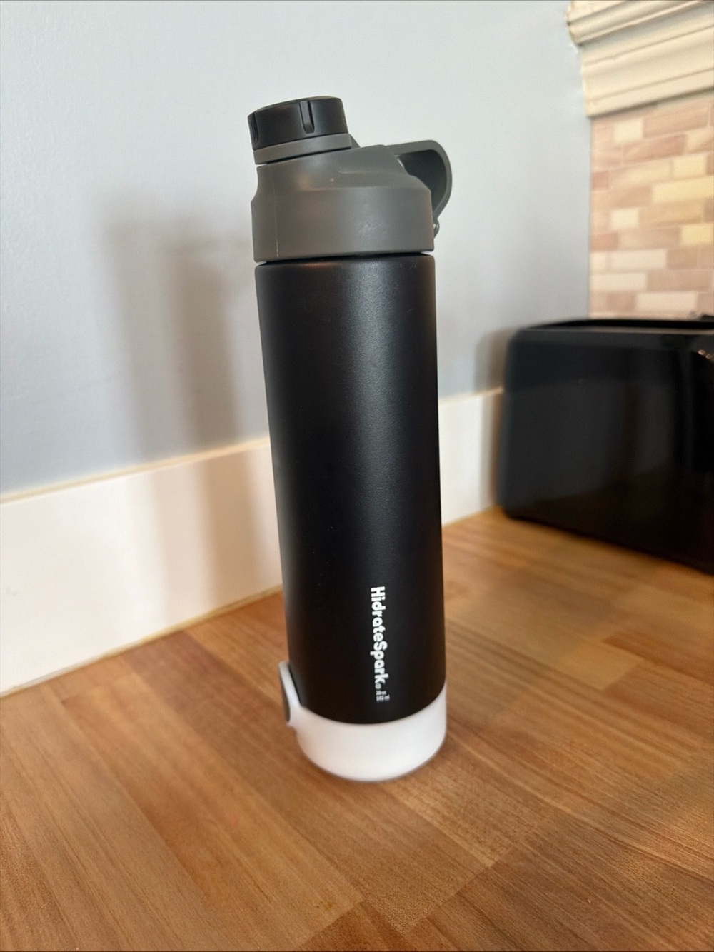HydroSpark Stainless Water Bottle in Black and Gray